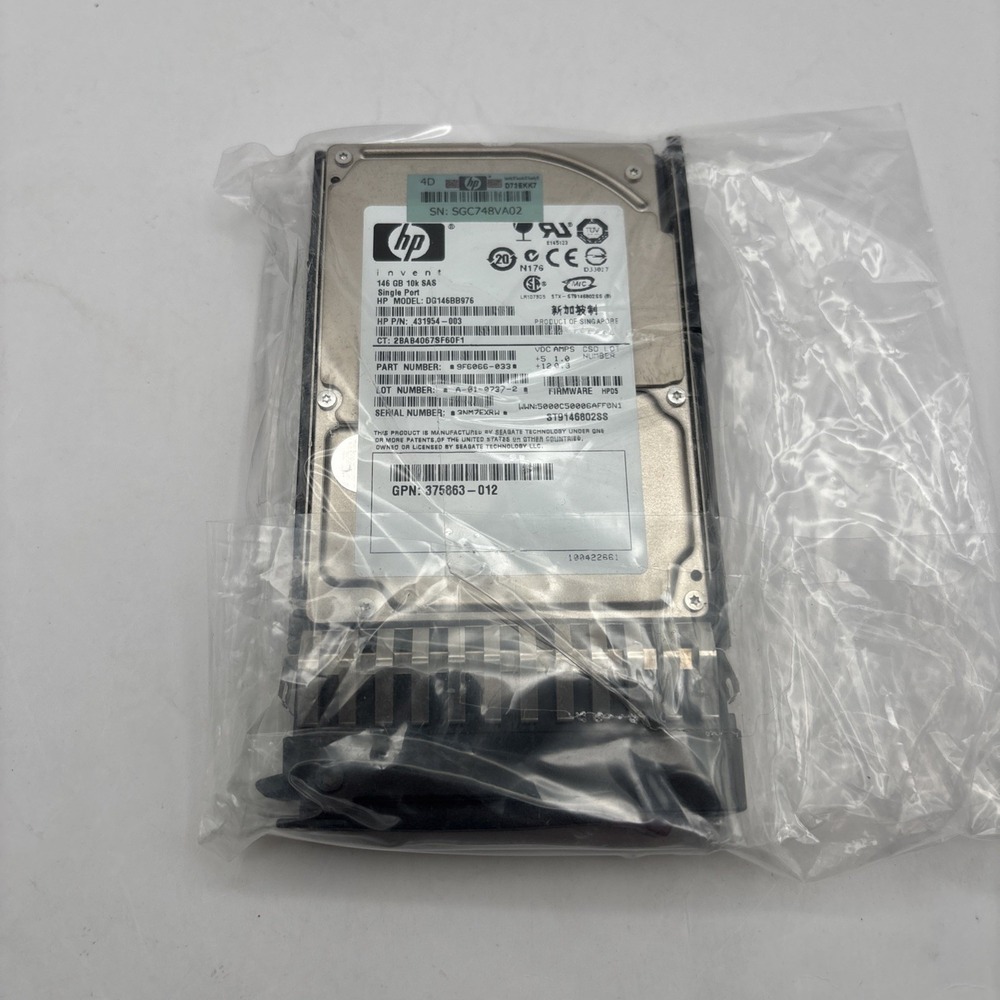 HP 430165-003 DG146BB976 146GB 10K‎ RPM 16MB Cache 3Gbps SAS 2.5"